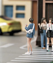 Load image into Gallery viewer, 1:64 Painted Figure Mini Model Miniature Resin Diorama Sand Trendy Girl Blue Toy