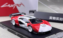 Load image into Gallery viewer, PSC 1:64 White Red LP800-4 Racing Sports Model Diecast Metal Car BN