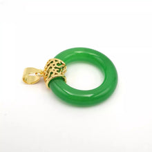 Load image into Gallery viewer, Nature Jade Ring Round Pendant Necklace Gift Jewelry charm Blessing Fortune h