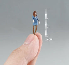 Load image into Gallery viewer, 1:64 Painted Figure Mini Model Toy Miniature Car Scenes Resin Stewardess Luggage