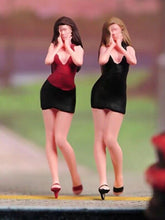 Load image into Gallery viewer, 1:64 Painted Figure Model Miniature Resin Diorama Sand Sexy Mini Skirt Girl Lady