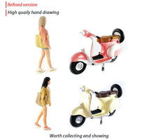 Load image into Gallery viewer, 1:64 Painted Figure Mini Model Miniature Resin Diorama Sand Vespa Motocycle Girl