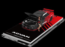 Load image into Gallery viewer, TM 1:64 Black H300 Flatbed Truck GTR R34 Figure Sport Model Diecast Metal Car