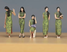 Load image into Gallery viewer, 1:64 Painted Figure Model Miniature Resin Diorama Sand Qipao Beauty Lady Girl