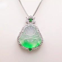 Load image into Gallery viewer, Nature Jade Laughing Budha Pendant Necklace Gift Jewelry Luck Blessing Fortune f