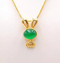 Load image into Gallery viewer, Nature Jade Cute Bunny Pendant Necklace Gift Jewelry charm Blessing Lucky New c