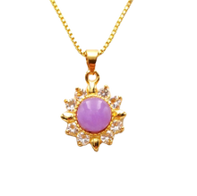 Load image into Gallery viewer, Nature Jade Sun Flower Purple Pendant Necklace Gift Jewelry charm Blessing Luck