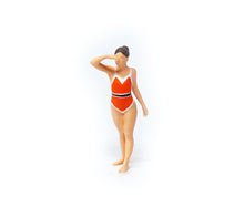 Load image into Gallery viewer, 1:64 Painted Figure Mini Model Miniature Resin Diorama Lady Swimming Suit Red
