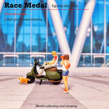 Load image into Gallery viewer, 1:64 Painted Figure Mini Model Miniature Resin Diorama Motocycle Couple Lovers W