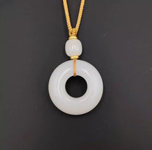 Load image into Gallery viewer, Nature Jade White Ring Pendant Necklace Gift Jewelry charm Blessing Lucky New