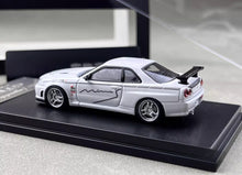 Load image into Gallery viewer, MC 1:64 White Skyline GTR R34 V-SPEC-II MK5 Mines Model Diecast Metal Car New Collection