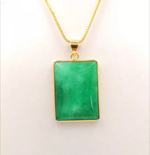 Load image into Gallery viewer, Nature Jade Fu Pai Rectangle Pendant Necklace Gift Jewelry charm Blessing Luck a