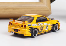 Load image into Gallery viewer, FS 1:64 Yellow Dragon Skyline GTR R34 Sports Model Diecast Metal Car BN