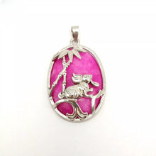Load image into Gallery viewer, Nature Jade Bamboo Rabbie Pendant Necklace Gift Jewelry charm Blessing Lucky Ps