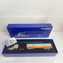 Load image into Gallery viewer, FINE 1:64 Gulf Racing Peterbilt King Hauler Trailer Model Diecast Metal Car