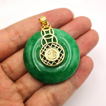Load image into Gallery viewer, Nature Jade Fu Green Round Pendant Necklace Gift Jewelry charm Blessing Lucky