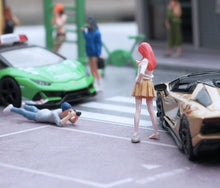 Load image into Gallery viewer, 1:64 Painted Figure Mini Model Miniature Resin Diorama Sand Pink Hair Girl Toy New