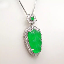 Load image into Gallery viewer, Nature Jade Leaf Bling Pendant Necklace Gift Jewelry charm Blessing Lucky New