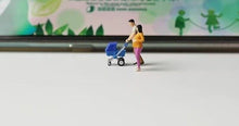 Load image into Gallery viewer, 1:64 Painted Figure Model Miniature Resin Diorama Pregnant Lady Man Stroller Set