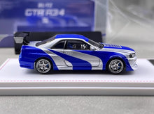 Load image into Gallery viewer, FH 1:64 NFS Silver Skyline GTR R34 C West Sports Model Diecast Metal Car New Collection