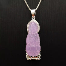 Load image into Gallery viewer, Nature Jade Guanyin Pendant Necklace Gift Jewelry charm Blessing Lucky Purple s