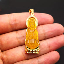 Load image into Gallery viewer, Nature Jade Guanyin Pendant Necklace Gift Jewelry charm Blessing Lucky Yellow G