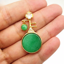 Load image into Gallery viewer, Nature Jade Green Pipa Pendant Necklace Gift Jewelry charm Blessing Lucky New