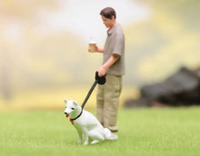 Load image into Gallery viewer, 1:64 Painted Figure Model Miniature Resin Diorama Sand Dog Walking Man Boy Toy New Collection
