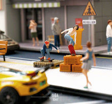 Load image into Gallery viewer, 1:64 Painted Figure Mini Model Miniature Resin Diorama Skateboarding Girl Sand New Scene