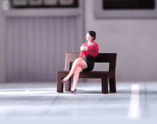 Load image into Gallery viewer, 1:64 Painted Figure Model Miniature Resin Diorama Office Lady Red Sitting Woman