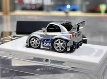 Load image into Gallery viewer, KR 1:64 Silver LBWK GTR R35 Cute Q Sports Model Diecast Resin Car New Collection