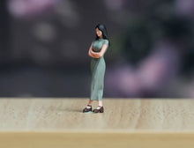 Load image into Gallery viewer, 1:64 Painted Figure Model Miniature Resin Diorama Toy Sand Green Qipao Lady Girl