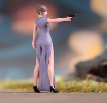Load image into Gallery viewer, 1:64 Painted Figure Model Miniature Resin Diorama Toy Gun Wielding Lady Assassin New Collection