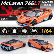 Load image into Gallery viewer, Masdi 1:64 Orange 765LT Racing Sports Model Diecast Metal Car New Collection