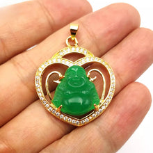 Load image into Gallery viewer, Nature Jade Laughing Budha Pendant Necklace Gift Jewelry charm Blessing Lucky g