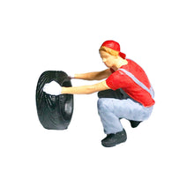 Load image into Gallery viewer, 1:64 Painted Figure Mini Model Miniature Resin Diorama Car Repairman Repair Red