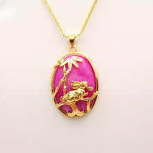Load image into Gallery viewer, Nature Jade Bamboo Rabbie Pendant Necklace Gift Jewelry charm Blessing Lucky P