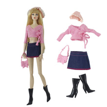 Load image into Gallery viewer, Barbie Doll Clothing 11.5" Girl Wear Fashion Outfits 1/6 Pink Top Skirt Boots Hat