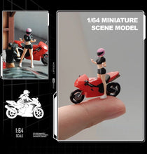 Load image into Gallery viewer, 1:64 Painted Figure Mini Model Toy Miniature Car Scenes Resin Pink Helmet Girl