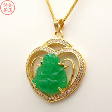 Load image into Gallery viewer, Nature Jade Laughing Budha Pendant Necklace Gift Jewelry charm Blessing Lucky g