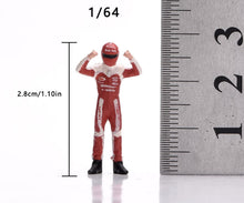 Load image into Gallery viewer, 1:64 Painted Figure Model Miniature Resin Helmet Racer Driver in Red Raise Hand
