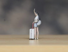 Load image into Gallery viewer, 1:24 Painted Figure Model Miniature Resin Diorama Sand Wave Girl Lady Luggage