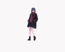 Load image into Gallery viewer, 1:64 Painted Figure Model Miniature Resin Diorama Black Coat Girl Scarf Lady