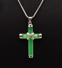 Load image into Gallery viewer, Nature Cross Jade Pendant Necklace Jewelry charm Blessing Gift for Woman & Man S