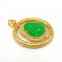 Load image into Gallery viewer, Nature Jade Laughing Budha Round Pendant Necklace Gift Jewelry charm Blessing