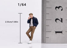 Load image into Gallery viewer, 1:64 Painted Figure Model Miniature Resin The Man Leaning on Phone Black Jacket