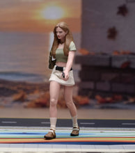 Load image into Gallery viewer, 1:24 Painted Figure Model Miniature Resin Diorama Brown Curly Hair Walking Girl