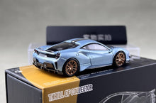Load image into Gallery viewer, TOC 1:64 Ice Blue 488 Pista Coupe Sports Model Diecast Metal Car New Collection