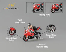 Load image into Gallery viewer, CM 1:64 Red S1000RR Hot Lady Figure Sports Model Diecast Metal Motorcycle