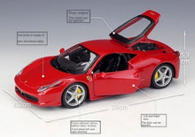 Load image into Gallery viewer, Bburago 1:24 Red 458 Italia Racing Sports Model Toy Diecast Metal Car BN